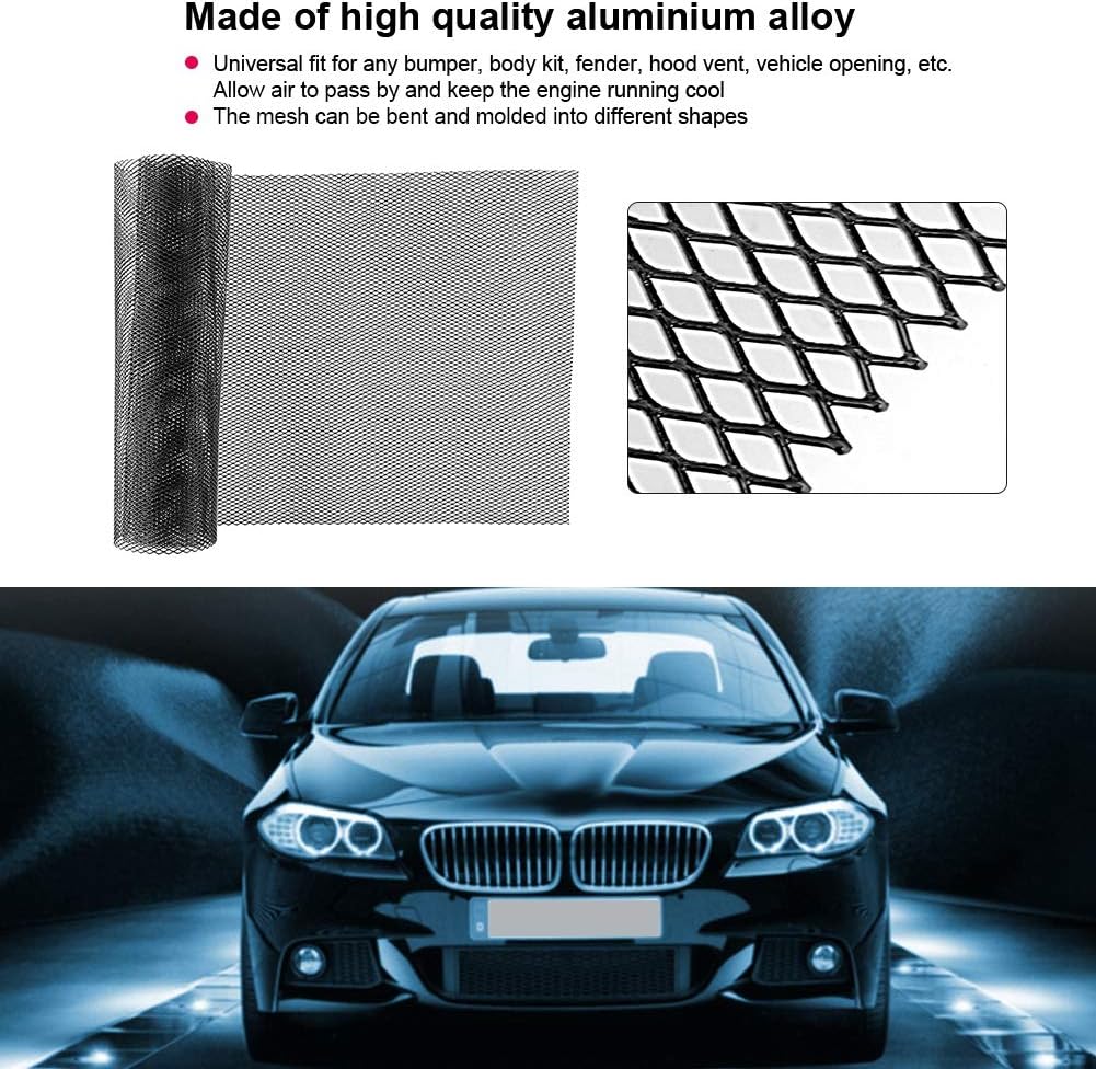 Grille de voiture, Grille de course en aluminium Grille de calandre Universelle Grille en Aluminium Grille de Radiateur pour Voiture Grille extensible Grille pour corps Pare chocs Étanche 3 x 6 mm