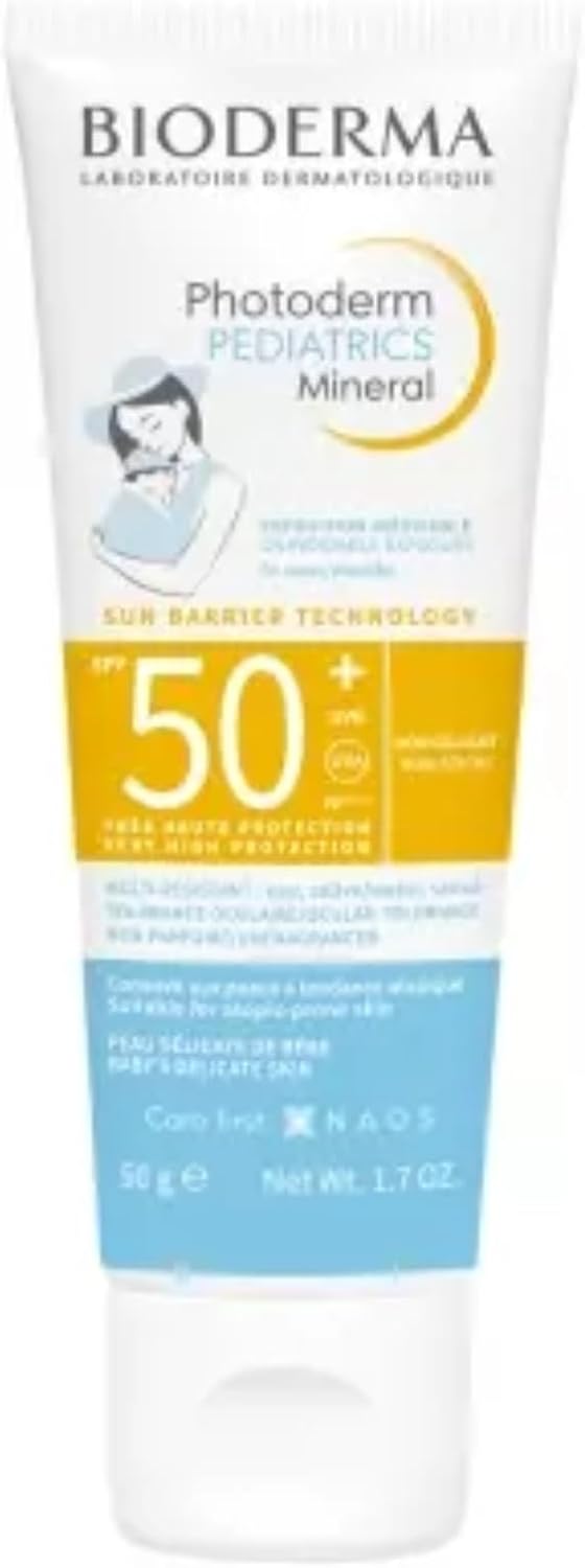 Photoderm - Crème solaire SPF50+ - Haute protection solaire UVA & UVB - Renforce la barrière cutanée - Pour peau délicate des bébés - Résiste à l'eau - Fabriqué en France - Lot de 2x 50g