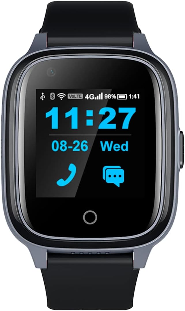SaveFamily Senior - Montre Localisatrice pour Personnes Âgées avec GPS, Appels, Alerte en Cas de Chute, SOS, Rappel de Prise de Médicaments, Capteurs de Santé - Couleur Noir