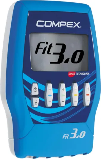 Compex FIT 3.0 - Electrostimulateur Musculaire EMS, TENS, Massage - 4 canaux indépendants, 999 Niveaux d'intensité, 20 programmes - Compatible Application Coach - Capteur MI Sensor - Bleu