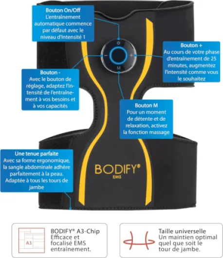 Bodify Ceinture Jambes Pro - Entraînement Jambes EMS - Électrostimulation Musculaire des Cuisses - Renforcement Ciblé de Vos Muscles - Unisexe - L’Original
