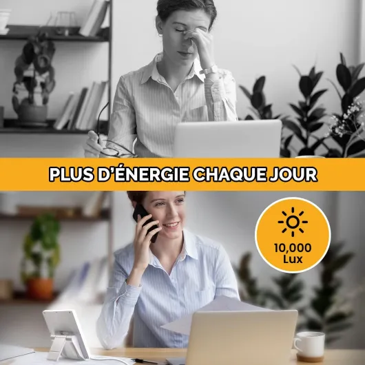 Lampe de Luminothérapie 10000 Lux – Lampe à Lumière du Jour à Spectre Complet pour Plus d’Énergie et une Meilleure Humeur – Modèle Compact alimenté par USB pour le bureau et la maison 10,000 Lux Portable