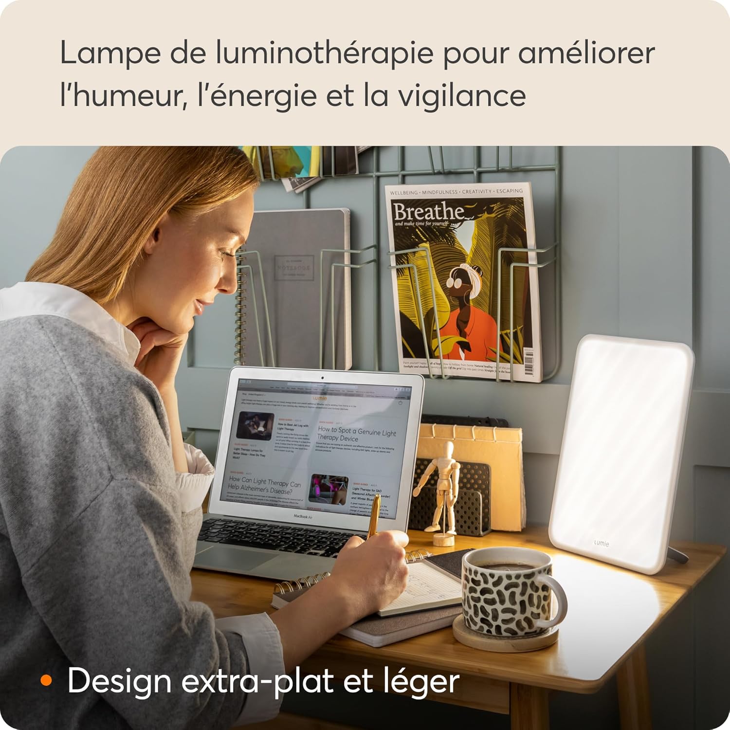 Vitamin L - Lampe Lumière Du Jour Compacte, 10 000 Lux Tablette De Lumière, Utiliser En Position Portrait Ou Paysage Pour Booster L'énergie Et La Concentration