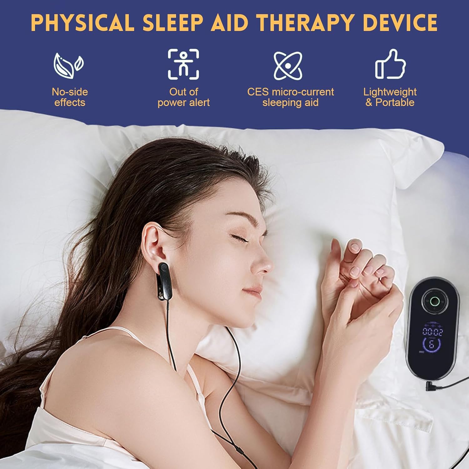 Appareil d'aide au sommeil, appareil d'aide au sommeil pour insomnie, aide au sommeil portable pour adultes souffrant d'anxiété, de migraine et de vertiges, améliore le sommeil profond