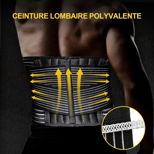 Ceinture Lombaire pour Femmes et Hommes - Ceinture Dorsale avec Ressorts Renforcés et Bandes de Compression Réglables, Ceinture Maintien Dos pour Soulever, Travailler et le Confort Quotidien (M)