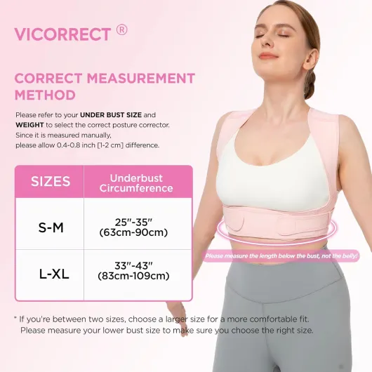 Vicorrect Redresse Dos Correcteur de Posture, Posture Correcteur Réglable pour le haut du dos qui soutient la clavicule et soulage les douleurs du cou, des épaules et du haut du dos (L/XL)