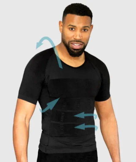 Smart-Shirt® T-shirt Intelligent - Correcteur de Posture - Anti Mal de Dos - Redresse Dos et Epaules - Confort Extrême - Stimule les Muscles XL Noir