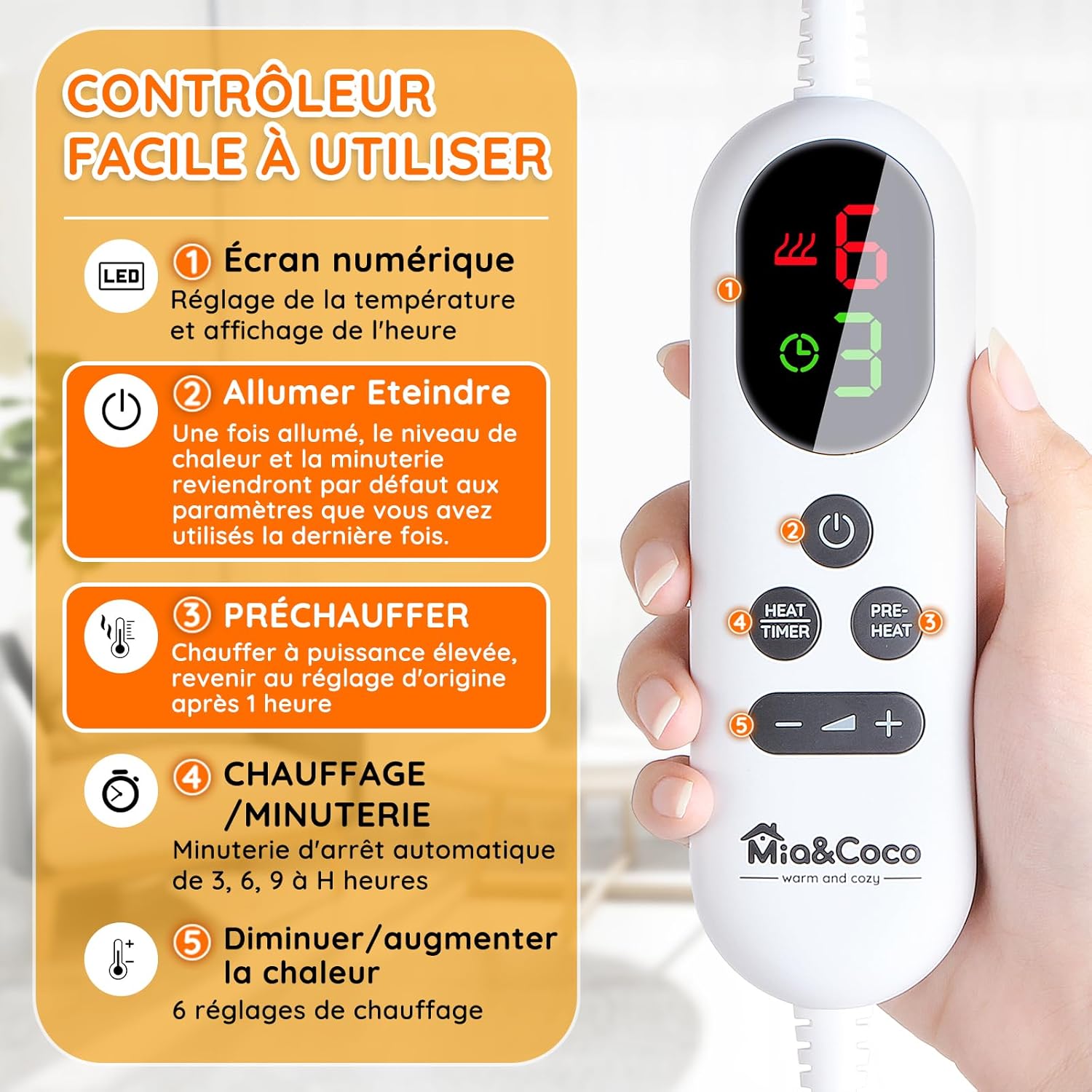 Coussin Chauffant dos Electrique Epaule et Nuque 60×100cm, 6 Niveaux de Chaleur, minuterie d'arrêt Automatique de 2 heures, Chauffage rapide, Ceinture, Chauffe-dos, Flanelle, Lavable en Machine 60x100cm Classic Grey