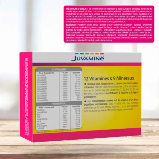 12 Vitamines & 9 Minéraux, Fatigue, Stress, Vitamines C, B2, B3, B6, B9 et Fer, Programme de 30 jours, 30 Comprimés Effervescents, Arôme tropical, Fabriqué en France 30 unité (Lot de 1)