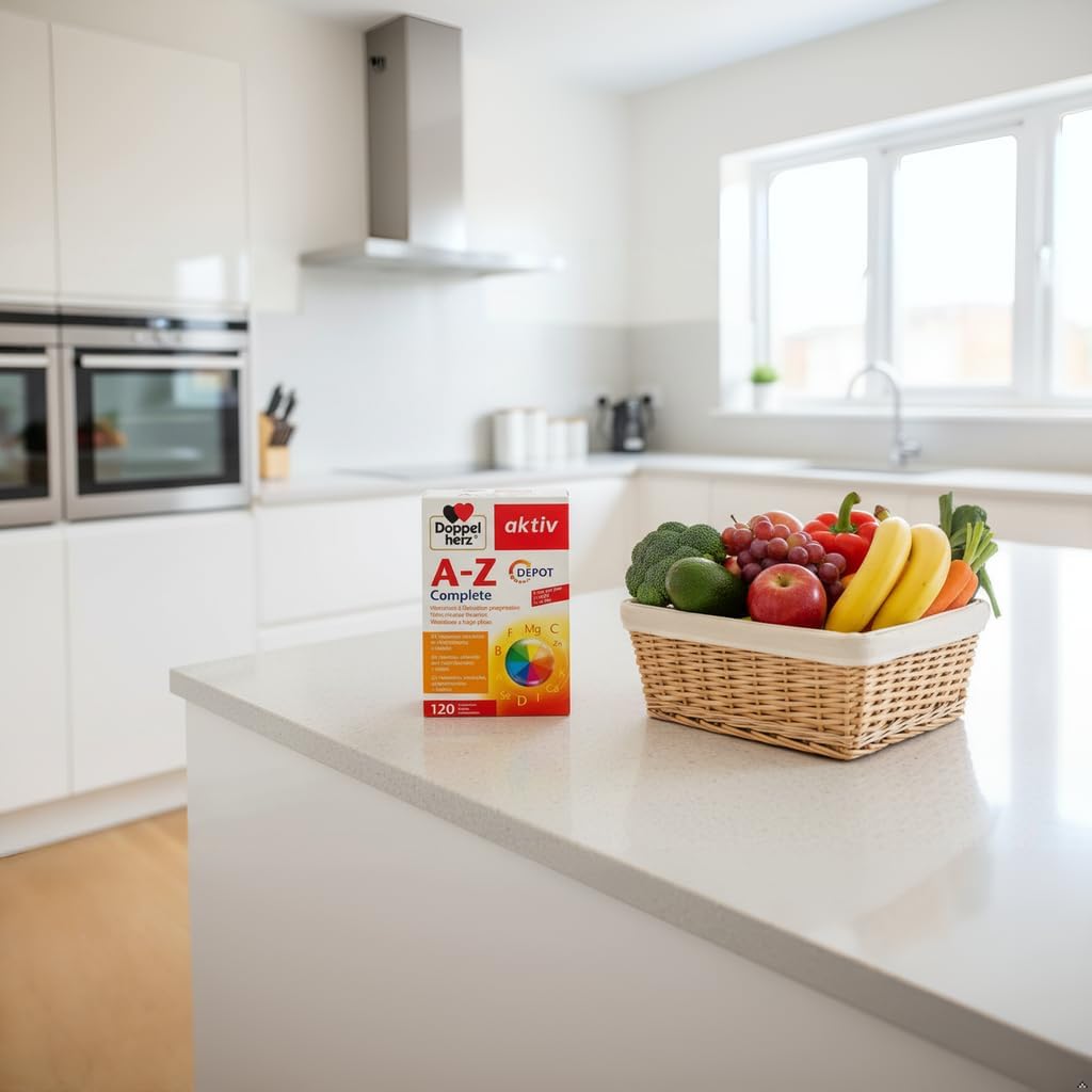 Aktiv A-Z Complete Depot, Complément alimentaire, Vitamines à libération progressive, calcium, magnésium, fer, zinc, biotine, acide folique, 120 comprimés Red 120 unité (Lot de 1)