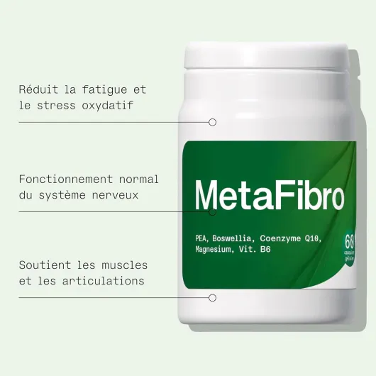 CBXMedical MetaFibro - Complément Alimentaire Naturel Énergie & Bien-Être - Réduit la Fatigue, Soutien Système Nerveux, Anti-Oxydant CoQ10, PEA, Boswellia, Magnésium Bisglycinate - 60 Gélules, Végan