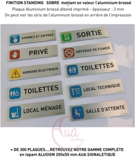 Plaque de porte Aluminium brossé imprimé AluSign - 200x50 mm - Double Face adhésif au dos - Impression UV directement sur l'aluminium (Pas de contre collage) (Cabinet médical) Cabinet Médical One Size
