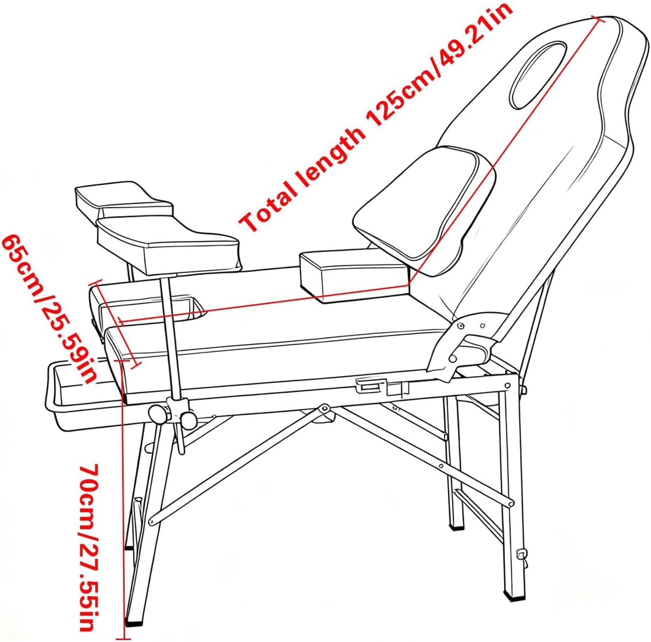 Lit de massage pliable avec appui-tête ergonomique, lit de chirurgie gynécologique pliable et portable, table d'accouchement, chaise de soins médicaux privés red,125 * 65 * 70cm Red 125*65*70cm