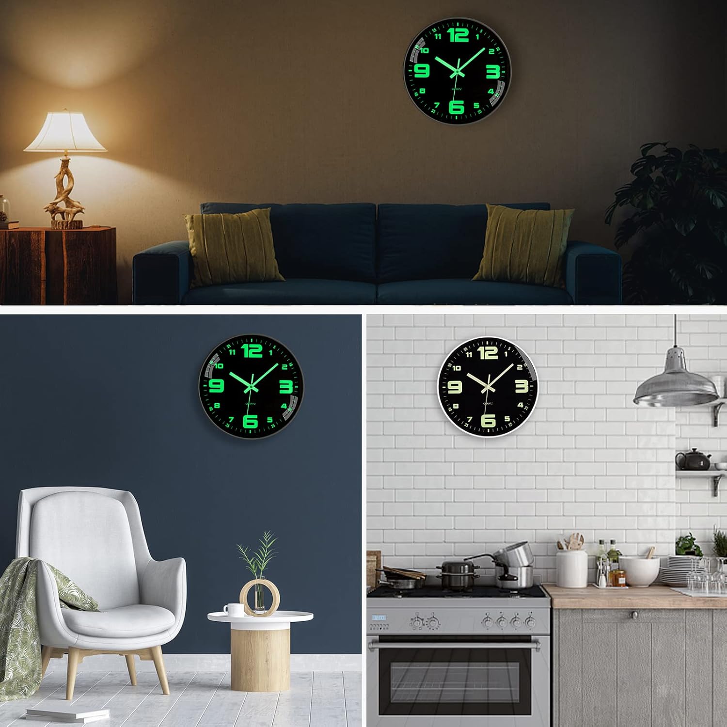 Horloge Murale Numérique silencieuse sans tic tac Lumineuse 30 cm Design Moderne - Grande Digitale à Piles - Facile à Lire - pour Chambre, Maison, Cuisine, Chambre, Bureau, école