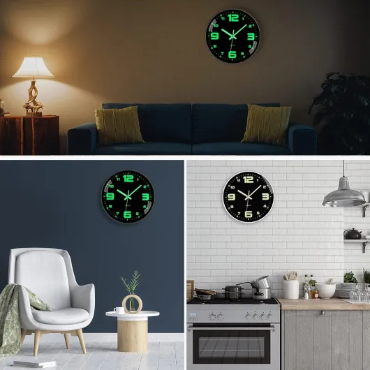 Horloge Murale Numérique silencieuse sans tic tac Lumineuse 30 cm Design Moderne - Grande Digitale à Piles - Facile à Lire - pour Chambre, Maison, Cuisine, Chambre, Bureau, école