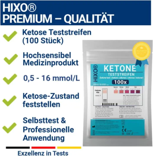 Lot de 100 bandelettes de test de cétose pour cétose dans l'urine, mesure rapide et précise pour régime céto, faible teneur en glucides et cétogène