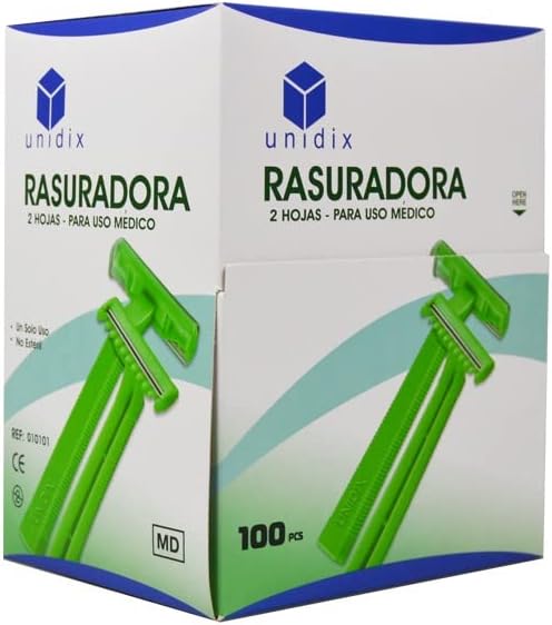 Médicale - Rasoirs Jetables - 2 Lames - Boîte Distributrice de 100 Unités - Convient pour Usage Médical / Hôpitaux / Centre de Santé / Studio Tatouage / Centres d'Esthétique - Non Stériles