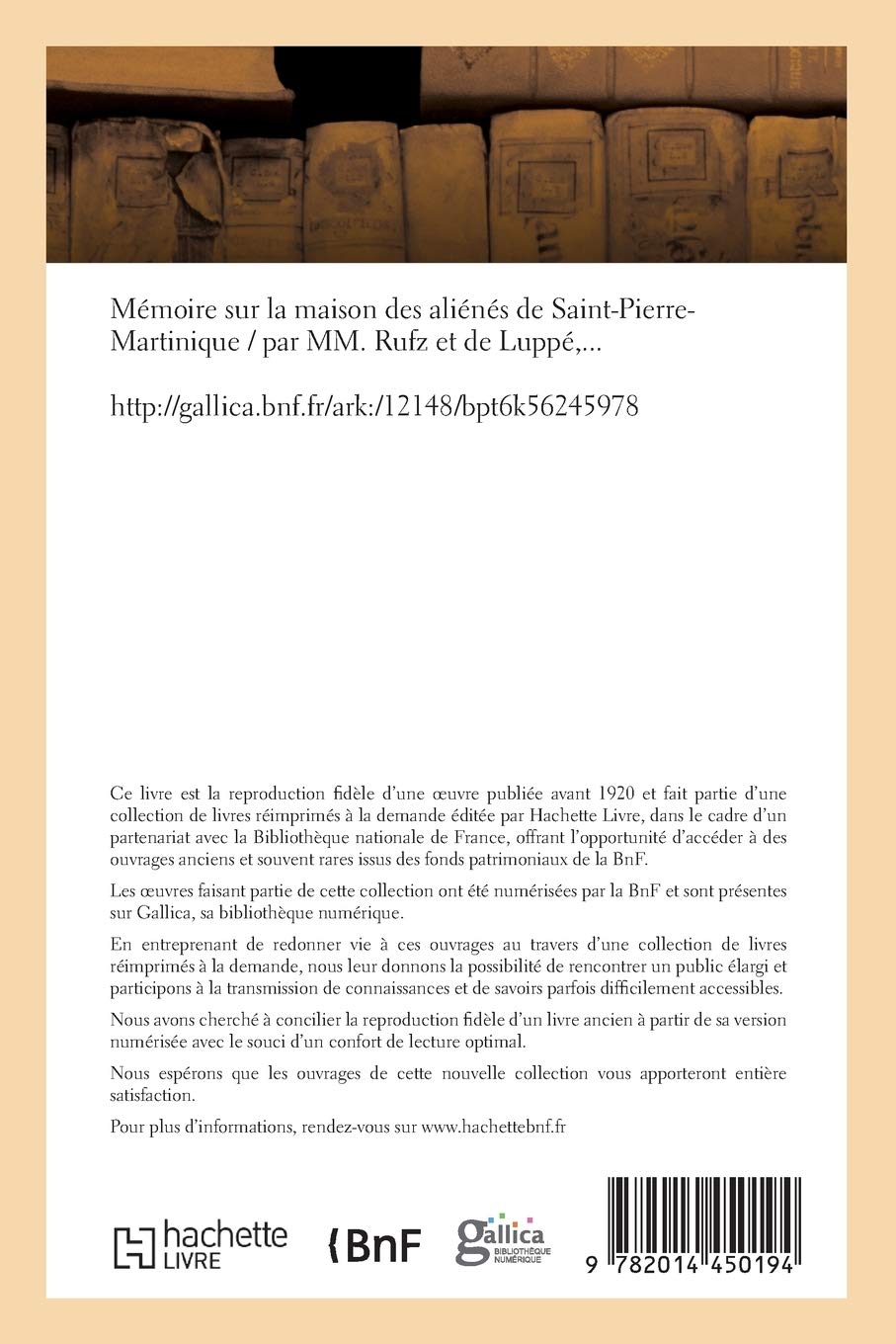 Mémoire sur la maison des aliénés de Saint-Pierre-Martinique