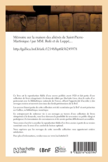Mémoire sur la maison des aliénés de Saint-Pierre-Martinique