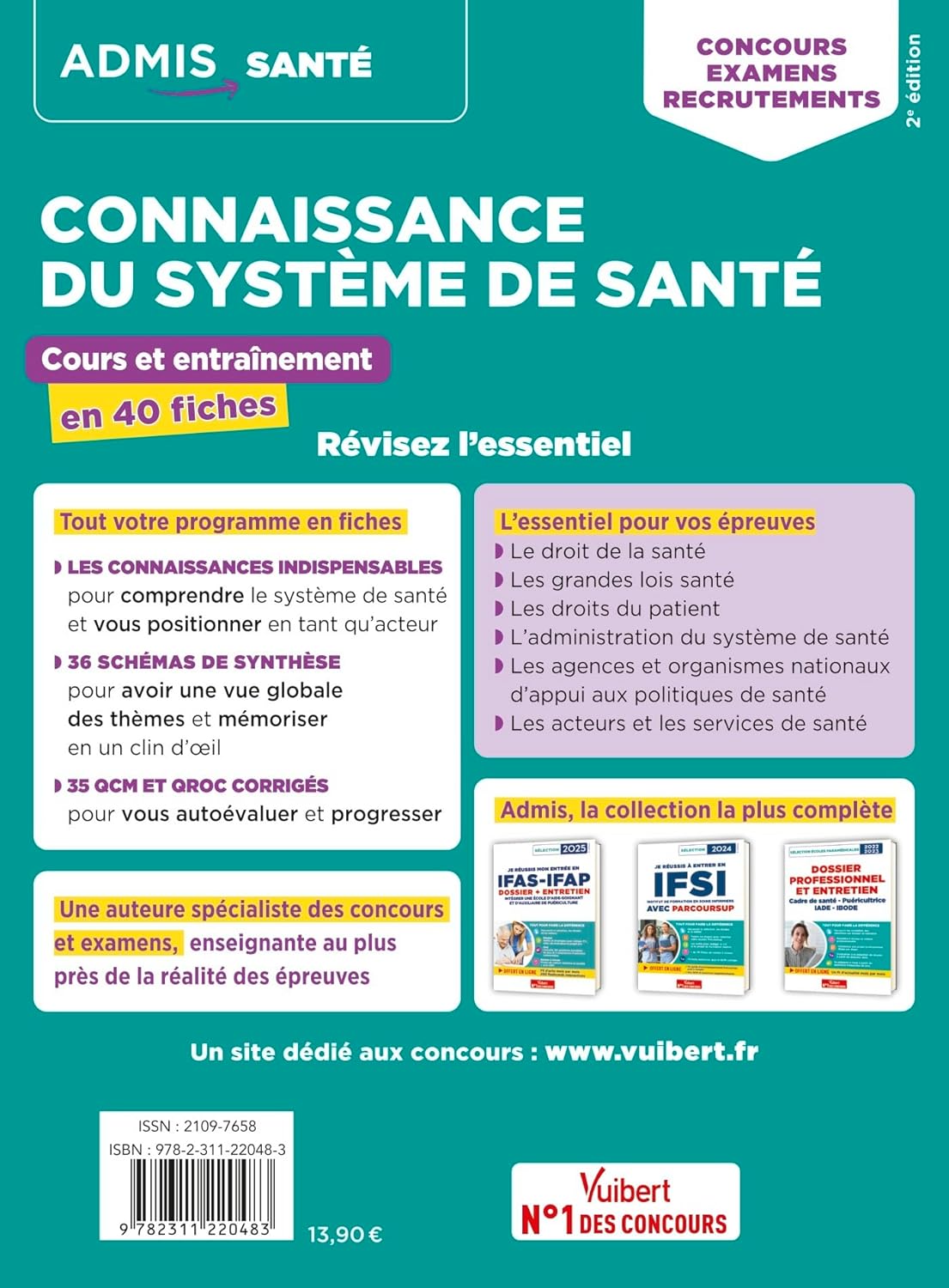 Connaissance du système de santé - Cours et entraînement en 40 fiches - Organisation, législation, acteurs et enjeux: Concours, examens et .. - - Catégories A, B et C - 2024-2025
