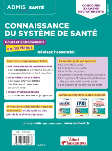 Connaissance du système de santé - Cours et entraînement en 40 fiches - Organisation, législation, acteurs et enjeux: Concours, examens et .. - - Catégories A, B et C - 2024-2025