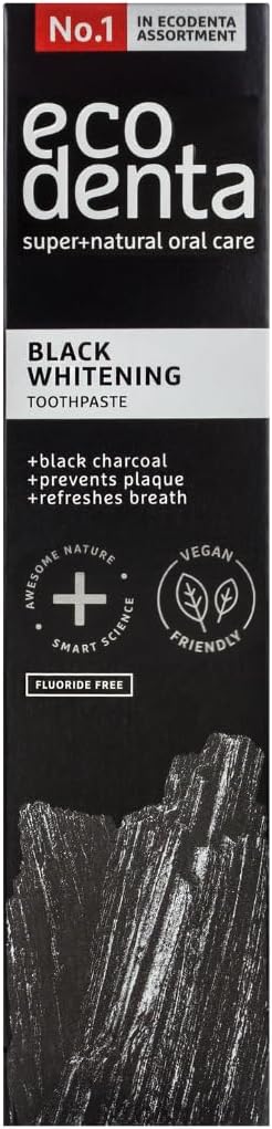 ECODENTA Dentifrice Charbon Actif sans Fluor I Dentifrice Blanchissant avec du Charbon Noir et Teavigo 100 ml