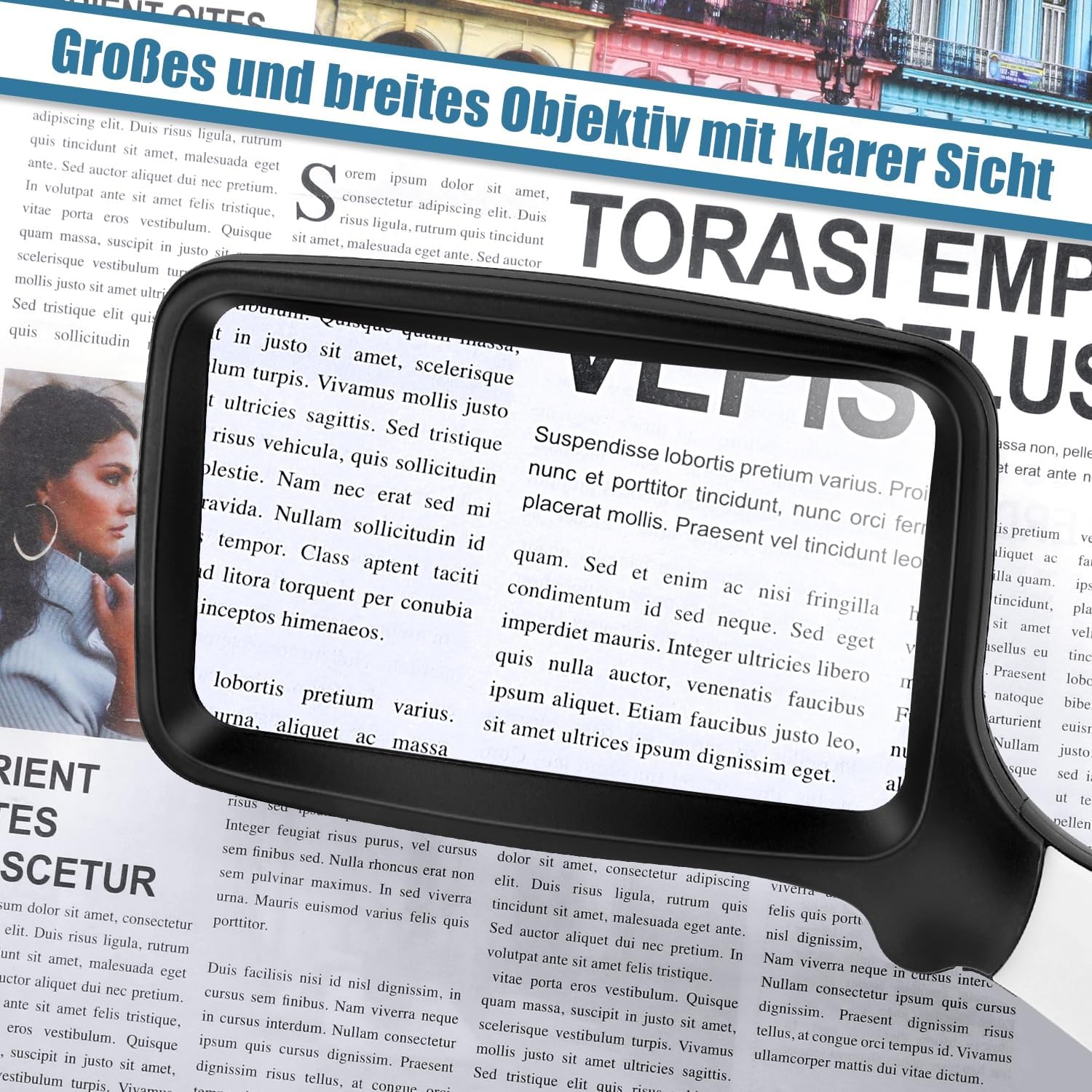 5X Loupe Grossissante avec Lumiere, Loupe Pliable et Portable pour la Lecture, éclairage LED à intensité Variable, Idéale pour Les Personnes âgées Lisant journaux, Livres et Caractères Noir Blanc