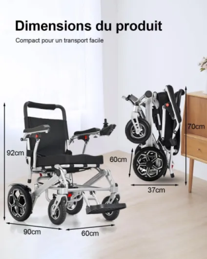D10 Fauteuil Roulant Électrique Pliable Léger, Moteur 500W, Batterie 12Ah (Autonomie 25km), Approuvé Avion, Charge Maximale 150kg, Pour Adultes et Mobilité Réduite YS