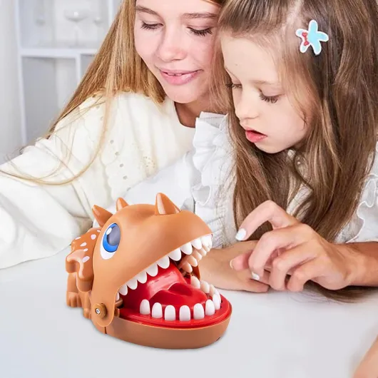Jeu de dents de crocodile - Jeux de dinosaures, jeux de doigts mordant - Jeu amusant de bouche de dragon - Jouet interactif pour dentiste - Jeu de dents de crocodile pour l'intérieur et l'extérieur Brown