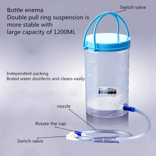 Kit Complet de Lavement Pour Nettoyage Du CôLon，MTSXDYT Kit Seau de Lavement 1200ml, Inclus Un Pack de 10 Tubes Intestinaux de 25cm，Kit Irrigateur RéUtilisable Pour Un Nettoyage HygiéNique Du CôLon