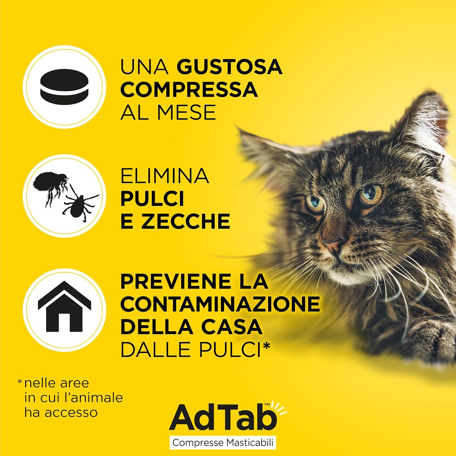 AdTab Comprimés à croquer pour Chats de 2,0 à 8,0 kg - 3 comprimés chat 2kg - 8kg