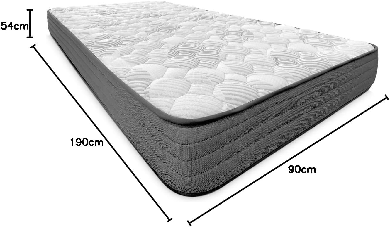 Duérmete Online, Pack lit électrique articulé renforcé Ergomax + Matelas viscoélastique Dorsaltec, Bois, Gris Anthracite 90 x 190 cm 90x190 Gris Anthracite