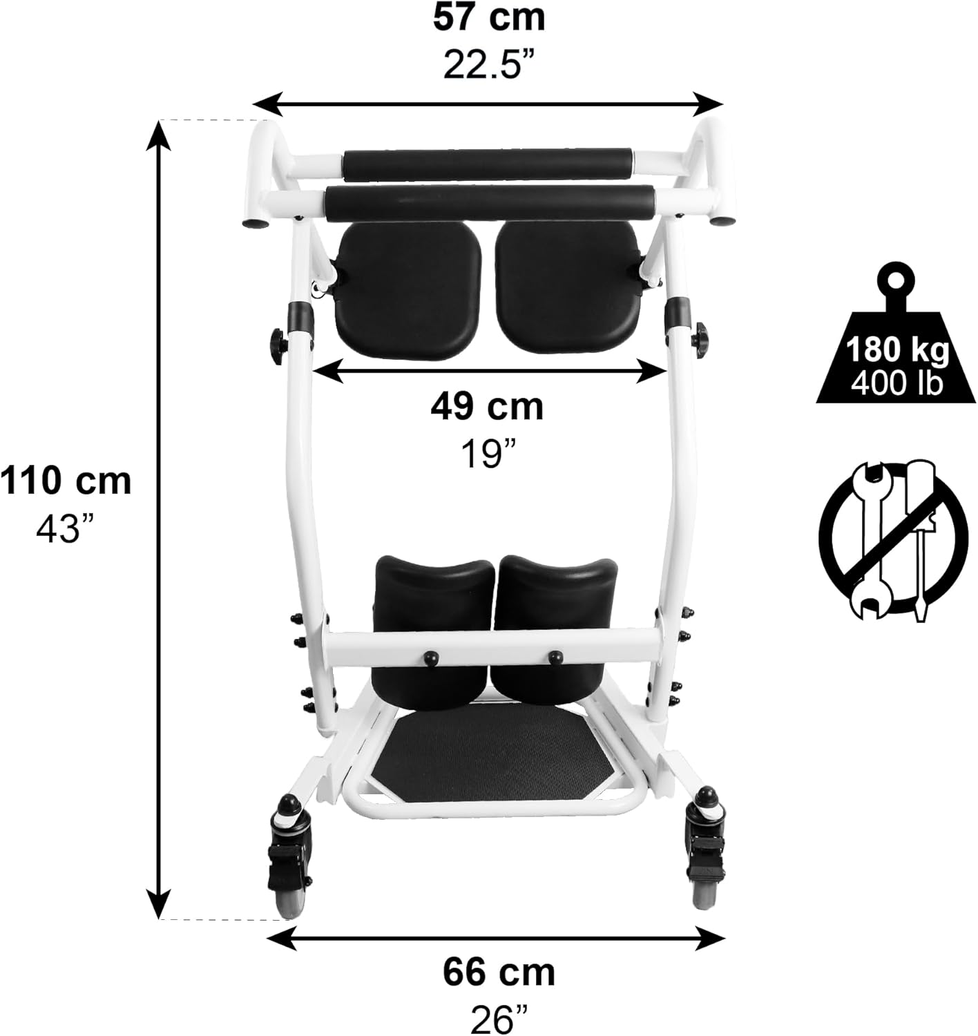 Verticalisateur Adulte et Fauteuil de Transfert Debout (Élévateur avec Siège), Aide à la Marche, Transport Personnes Âgées