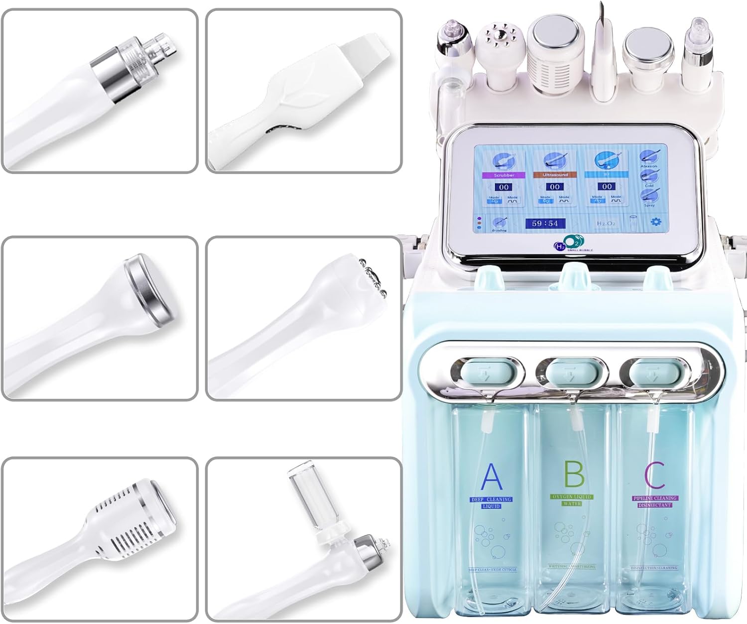 Machine de soins de la peau à l’oxygène d’hydrogène 6 en 1 Machine faciale professionnelle pour le visage à domicile Hydratant Aqua Facial Device