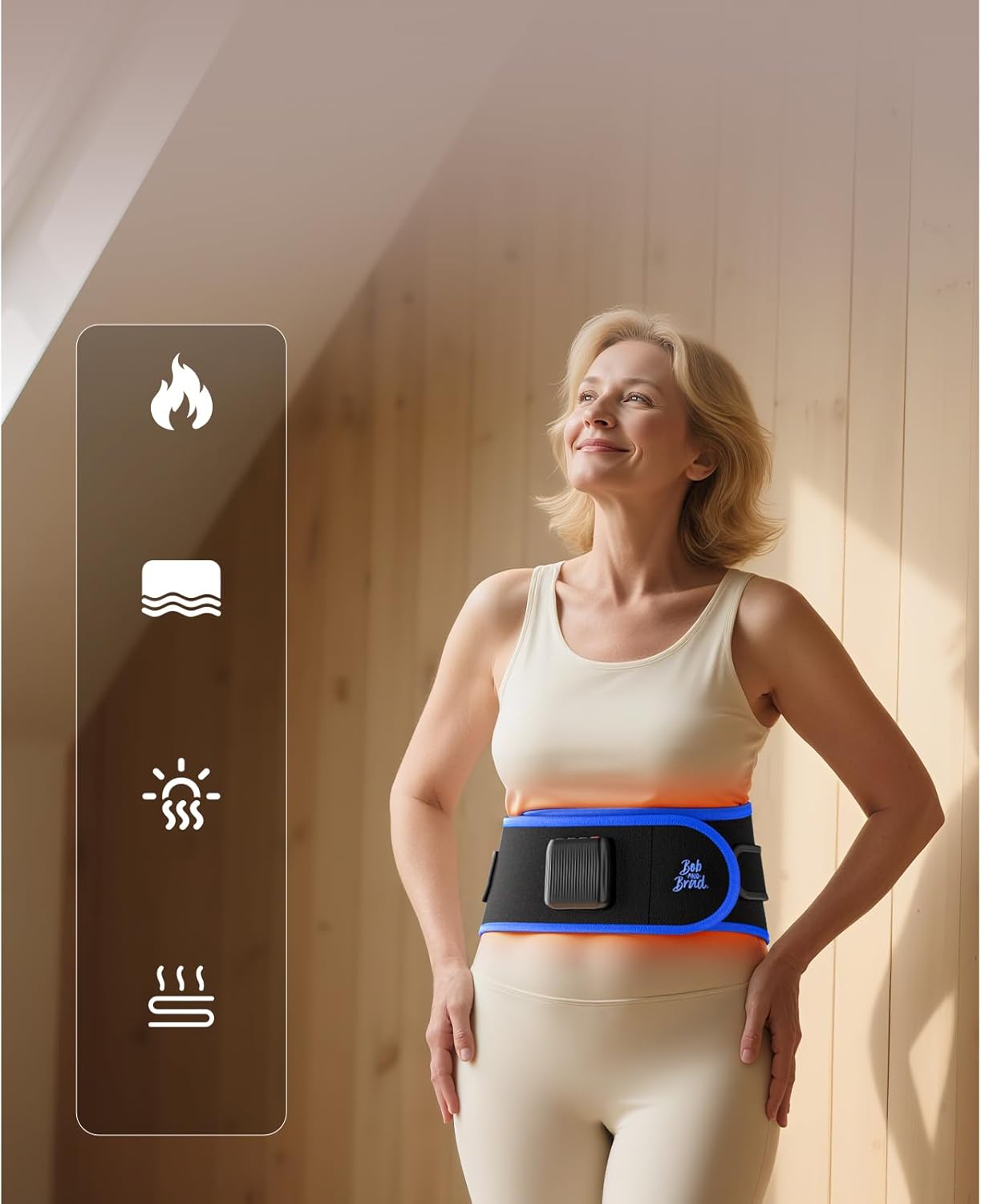 BOB AND BRAD Ceinture chauffante ThermoRed avec massage vibrant, enveloppe infrarouge sans fil rechargeable, 2400mAh maison bureau yoga, cadeau pour hommes femmes famille
