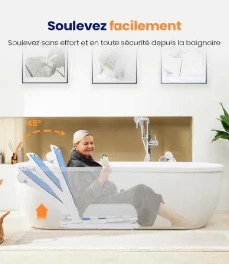Élévateur de Bain Électrique AX07, Siège de Baignoire avec Moteur Étanche, Télécommande Rechargeable et Ventouses, Aide au Bain pour Seniors, Charge Maximale 136 kg
