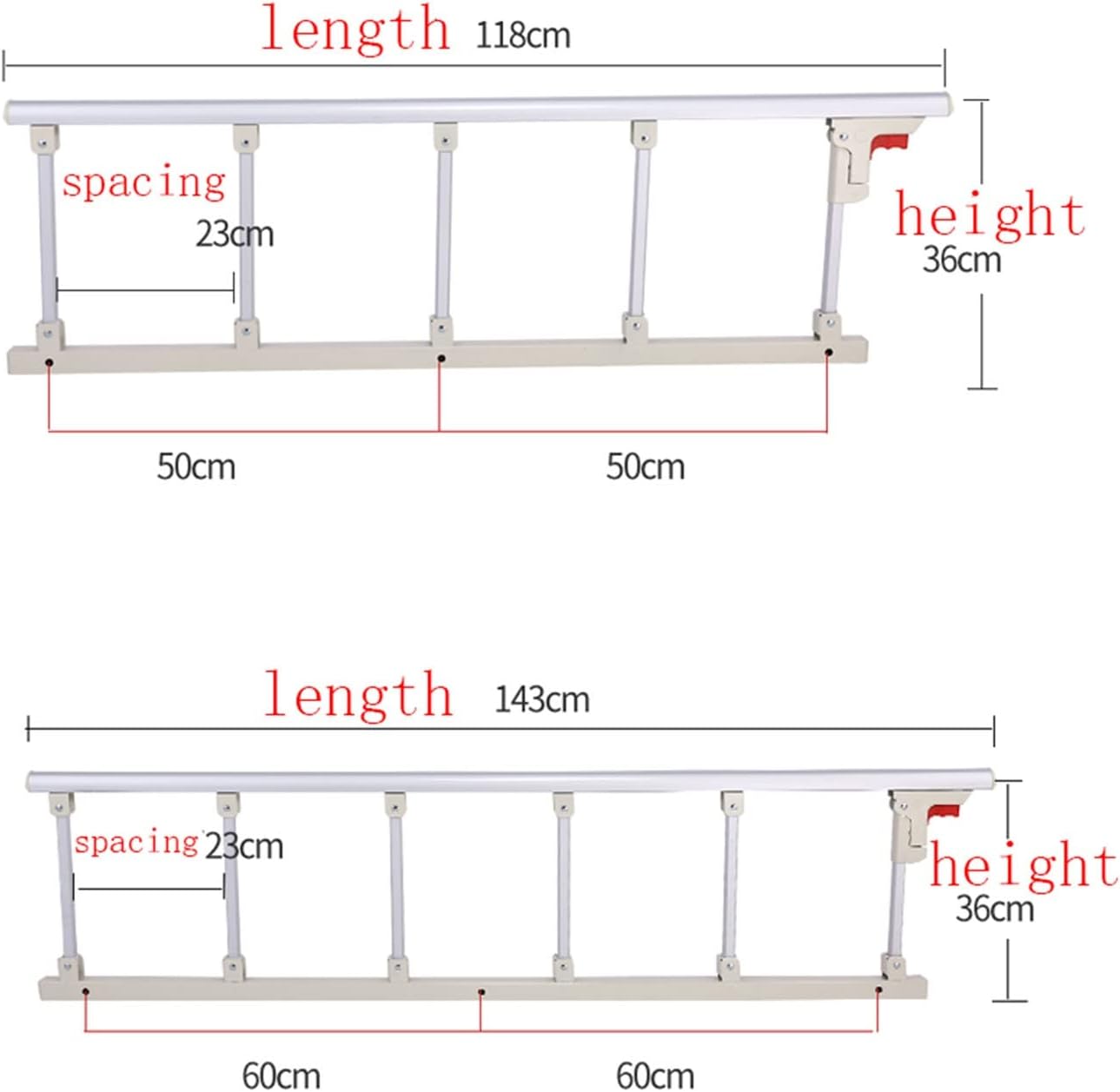 Côté Assistage Handle Bar Medical Bed Safety Assistation Rails Guard Pliant Hospital Bed Ballings, lit médical aidant Les Rails adaptés aux Nourrissons, handicapés (Size : 6th Gear)