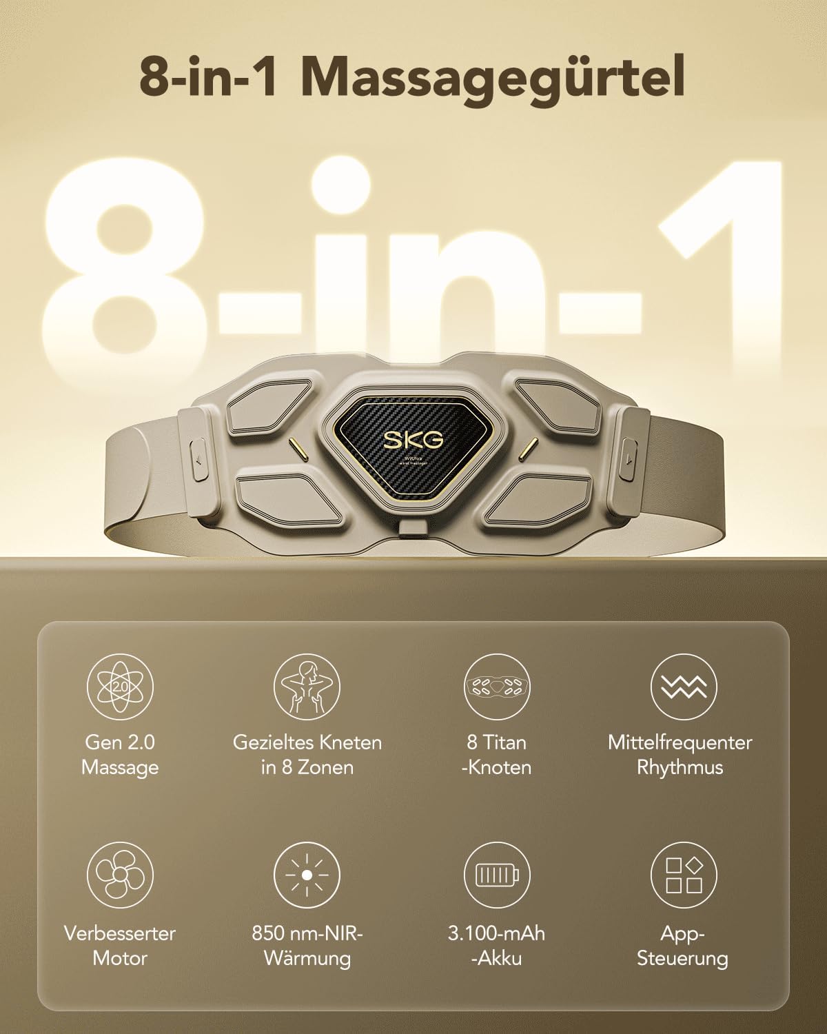 W9 Ultra 2.0 Ceinture de massage pour le bas du dos pour soulager la douleur - Massage des tissus profonds, coussin chauffant sans fil réglable, massage infrarouge vibrant avec tête de massage en