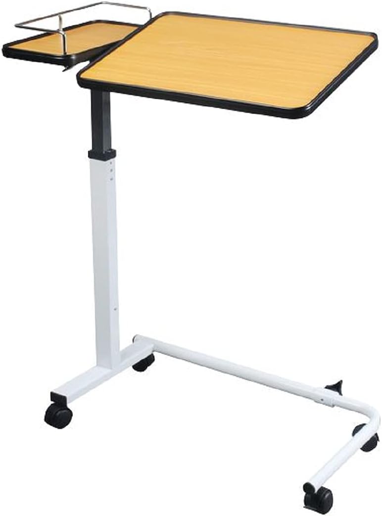, Table de lit, Corfou, 2 Plateaux, Plateau inclinable à 30°, Idéal pour Lit et Fauteuil, Réglable d'une Main, Table À roulettes, roulettes À Freins, Idéal Personnes Alitées, Table Déjeuner