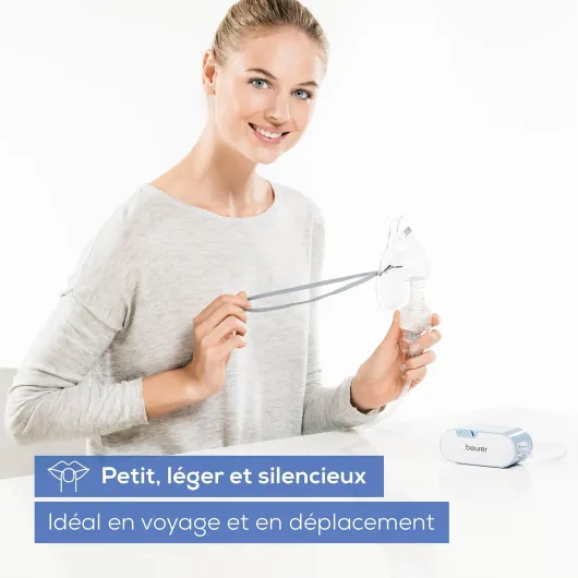 IH 60 Nébuliseur, inhalateur silencieux et portable, batterie rechargeable, technologie de l'air comprimé par compresseur pour une utilisation en cas de maladies respiratoires Bleu