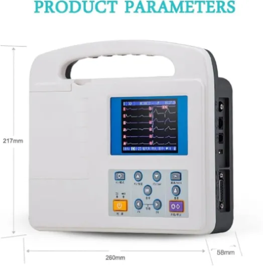 Appareil d'électrocardiographie portable, moniteur patient ECG, électrocardiographe numérique LCD couleur 12 dérivations 3 canaux, avec papier d'impression