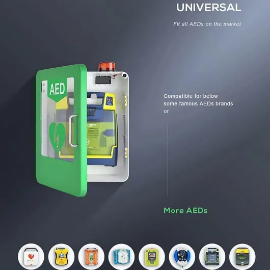 Armoire murale avec défibrillateur AED avec clé et alarme – Boîte d'alarme de défibrillation cardiaque pour la maison, les écoles, les clubs – Un must have