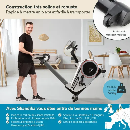 Vélo d'appartement Morpheus, 32 Niveaux de Résistance, 24 Programmes, Frein Magnétique, Velo d appartement, Écran LCD, Bluetooth, Kinomap, Masse d'inertie 12KG, Support Tablette, Max 150KG Noir/Argent