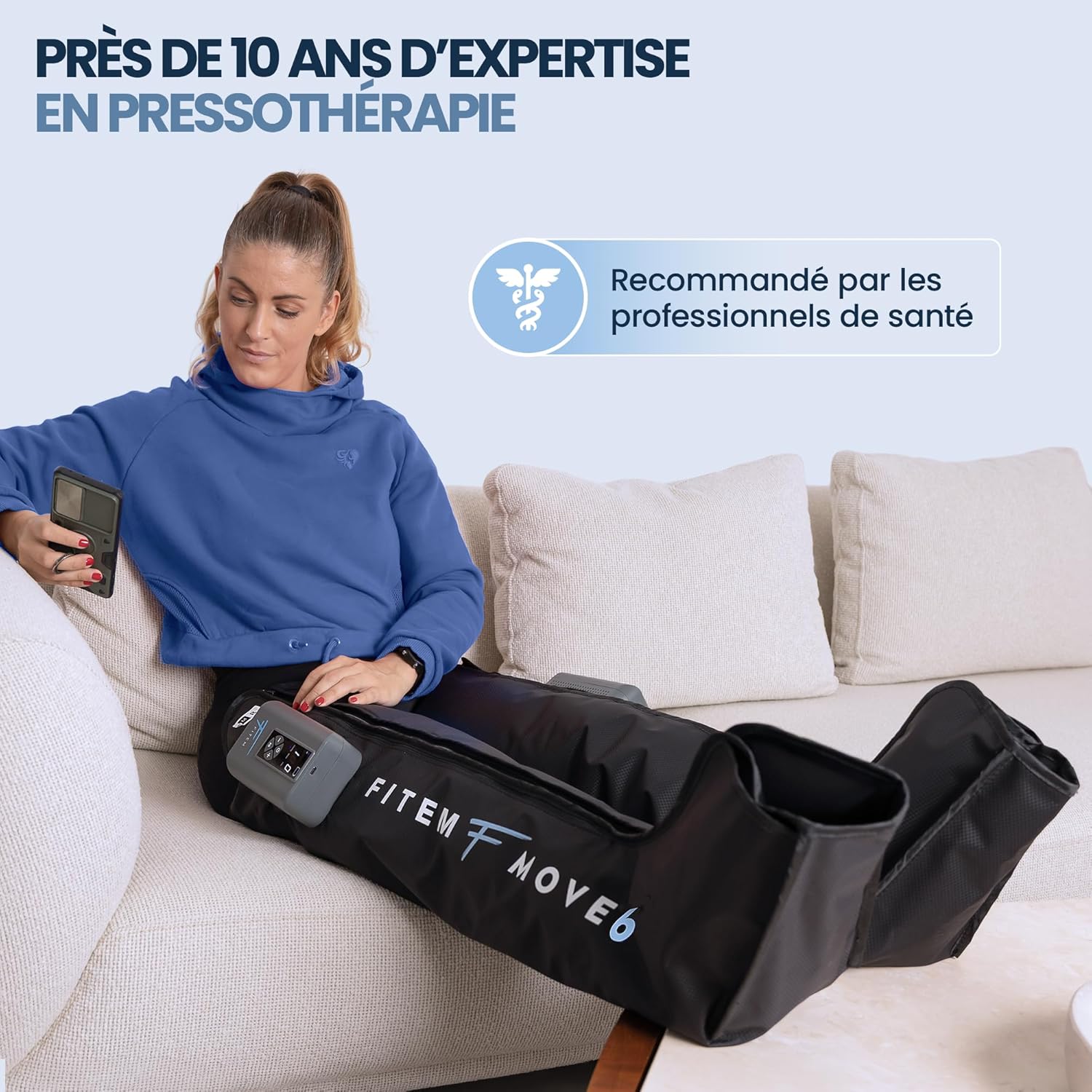 Bottes de Pressothérapie MOVE 6 - Massages Drainant et Stimulant pour Jambes Lourdes - Circulation Sanguine & Lymphatique - Récupération Musculaire - Portable, Sans Fil