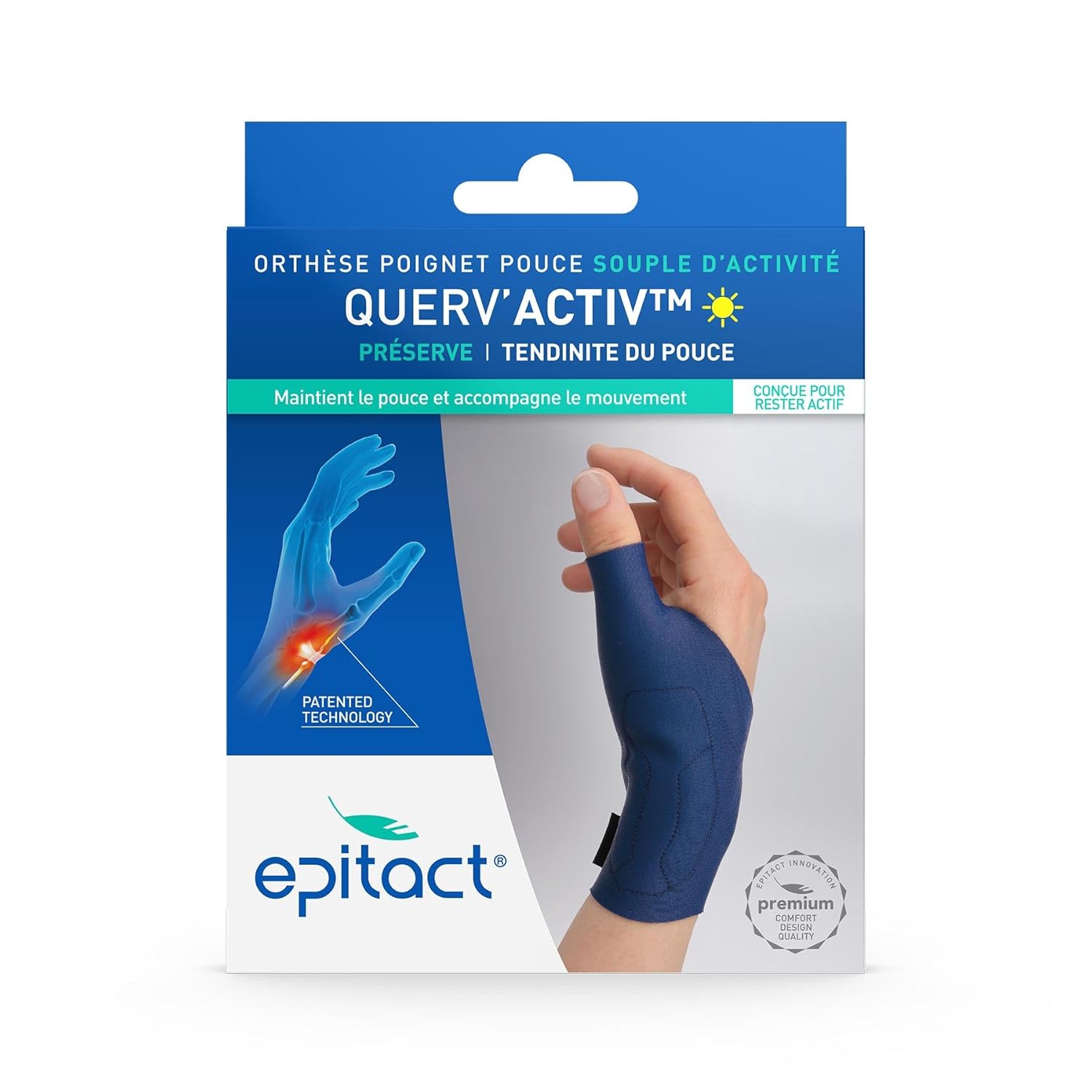 Orthèse Poignet-Pouce Querv'Activ - Tendinite de Quervain, Tendinite du Pouce - Soulage la Douleur à la Base du Pouce lors des Activités Quotidiennes - Innovation Française (S, Gauche) Gauche S