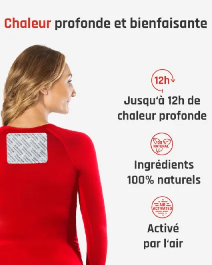 Patch chauffant dos, nuque et épaules – chaleur profondeur bienfaisante 12 h, chauffe-dos – chauffe-corps autocollant et activé par l’air – 30 pièces