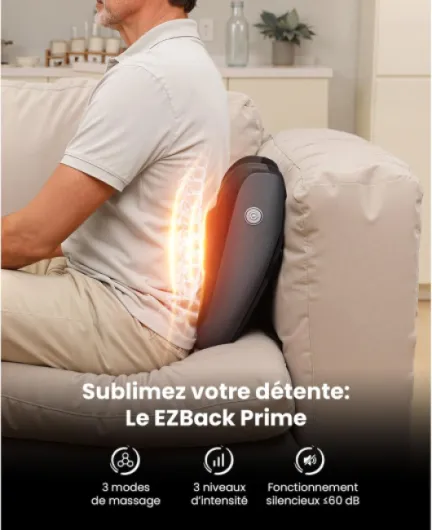 Masseur Dos et Cervicales avec Fonction Chauffante, Masseur Cervical Électrique, 3 Intensités et Télécommande, Coussin Chauffant pour Épaules Lombaires, Détente Maison Bureau