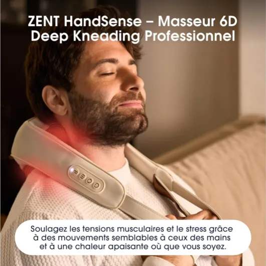 Masseur dos et cervicales Shiatsu 6D sans Fil, Massage cervicales et cou avec Chaleur, Massage dos TuiNa, Jusqu’à 90 Minutes d’Autonomie, Liberté de Mouvement Totale