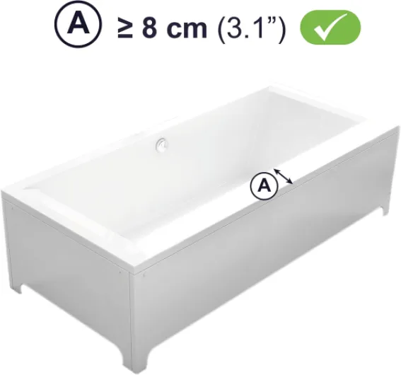 Barre d’Appui Baignoire Senior, Poignée Sécurité Sans Percage (Bords Lisses 8 cm), Salle de Bain Antidérapante Blanche