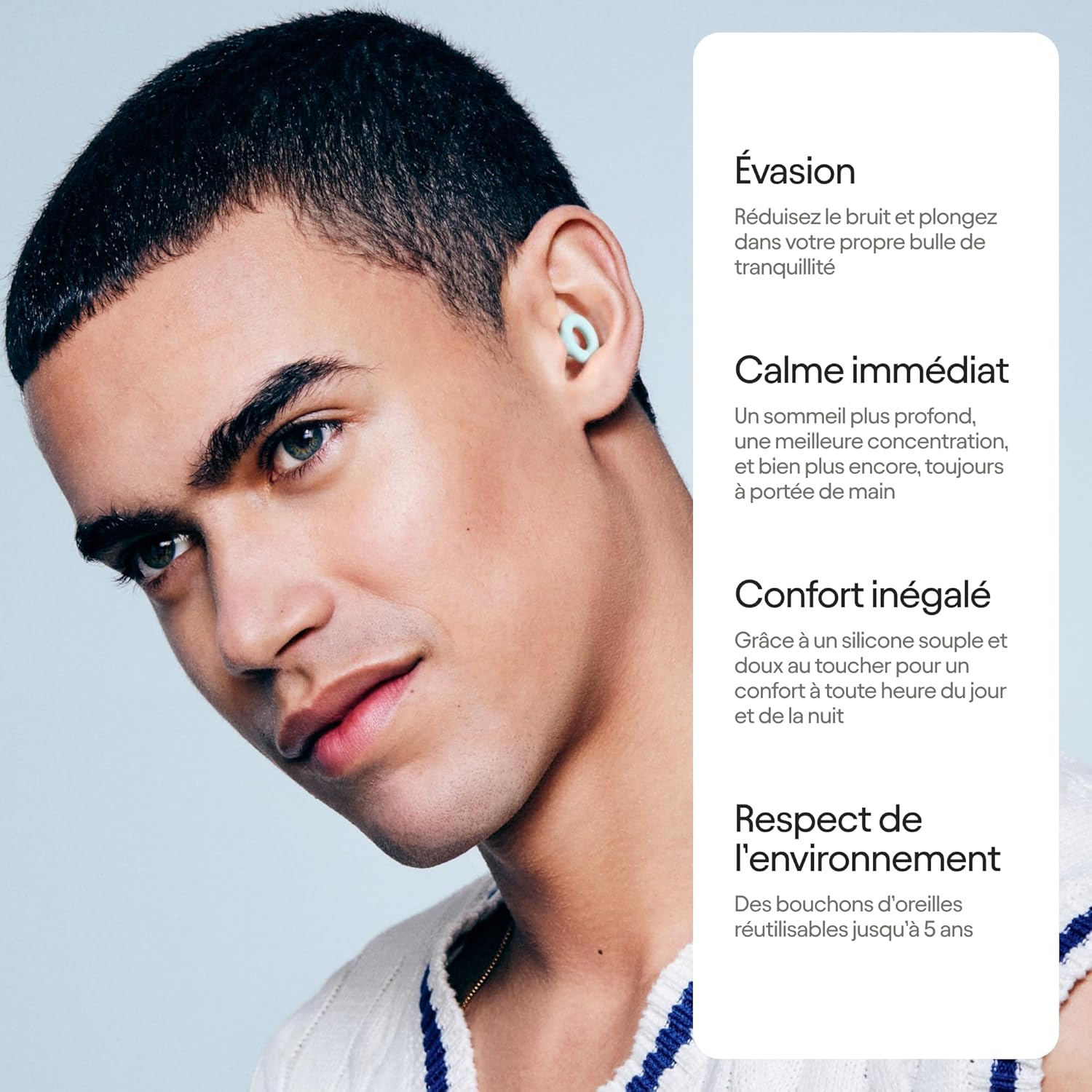 Quiet 2 Bouchons d’oreille – Réutilisables et ultra confortables pour le sommeil, la concentration, les voyages et la sensibilité au bruit - Protection auditive - Réduction du bruit de 24 dB SNR Menthe